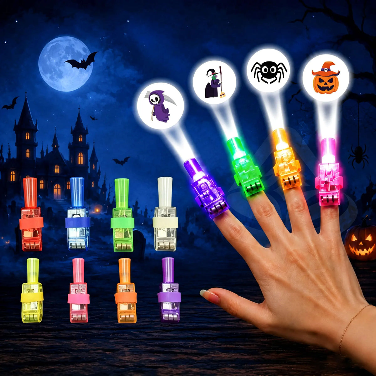 36PCS Halloween LED Finger Lights Neon Party Favors Glow in the Dark Rave Party Supplies Goodie Bag Stuffers Box Prizes