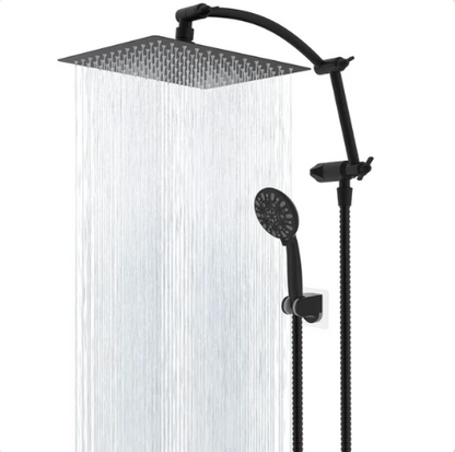 Rainfall Shower Head Combo 10 inch Rainfall, 7 Spray Settings, Easy 15 Minute Install