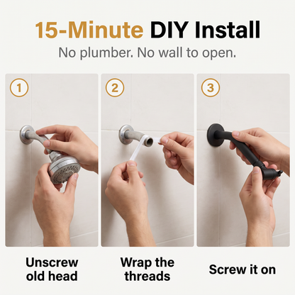 Rainfall Shower Head Combo 10 inch Rainfall, 7 Spray Settings, Easy 15 Minute Install