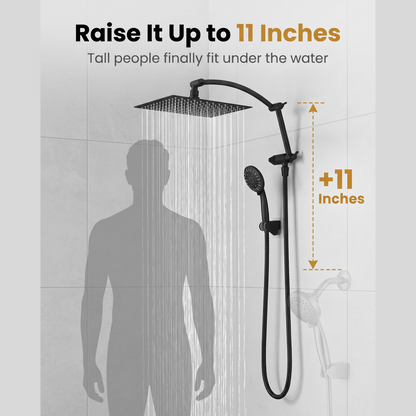 Rainfall Shower Head Combo 10 inch Rainfall, 7 Spray Settings, Easy 15 Minute Install